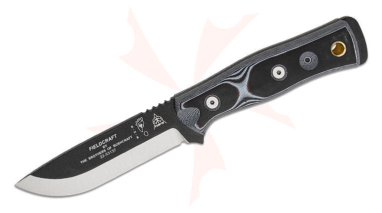 TOPS Knives BOB Brothers of Bushcraft Hunter Fixed 4.625 inch 1095 Carbon Two-Tone Drop Point Blade, White/Black G10 Handles