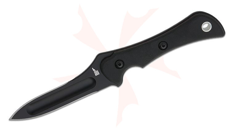 TOPS Knives Enchantor Fixed Blade Dagger 4 inch 1095 Black Cerakote Double-Edge Blade, Black G10 Handles, Kydex Sheath