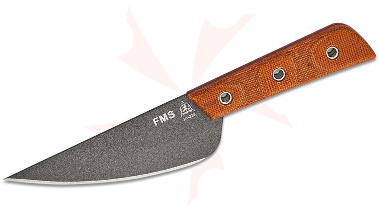 TOPS Knives Frog Market Special Mini Fixed Blade 3.25 inch 1095 Carbon Steel Tungsten Cerakote Blade, Tan Micarta Handles, Kydex Sheath