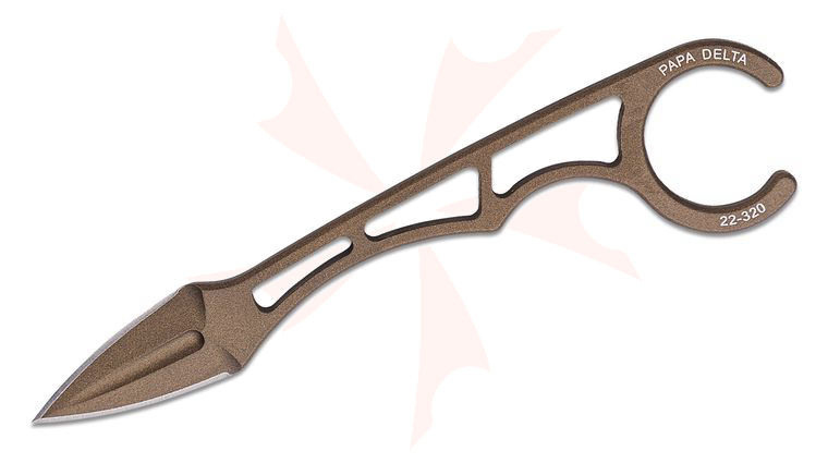 TOPS Knives Papa Delta Neck Knife 1.63 inch 1095 Midnight Bronze Double Edge Dagger Blade, Skeletonized Handle, Kydex Sheath