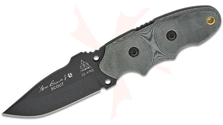 TOPS Knives TBS-010 Tracker Scout Fixed 3.25 inch Black 1095 Drop Point Blade, Micarta Handles, Kydex Sheath