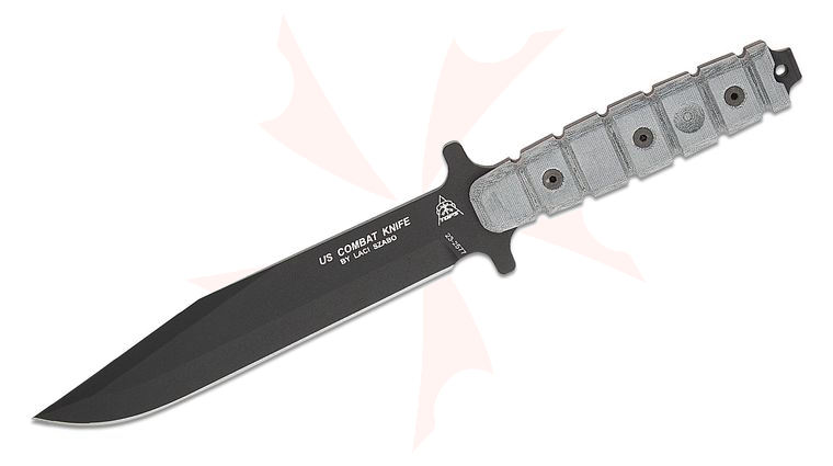 TOPS US Combat Knife 7.5 inch Carbon Steel Blade, Micarta Handles, Nylon Sheath