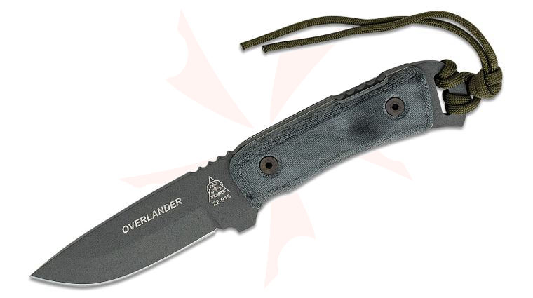 TOPS Knives Overlander Fixed 3-1/4 inch 1095 Carbon Steel Blade, Micarta Handles, Kydex Sheath