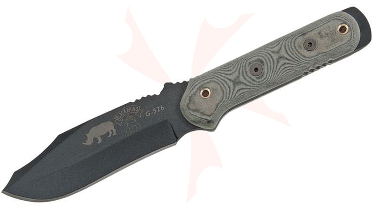 TOPS Knives Black Rhino Fixed 5 inch Carbon Steel Blade, Micarta Handles