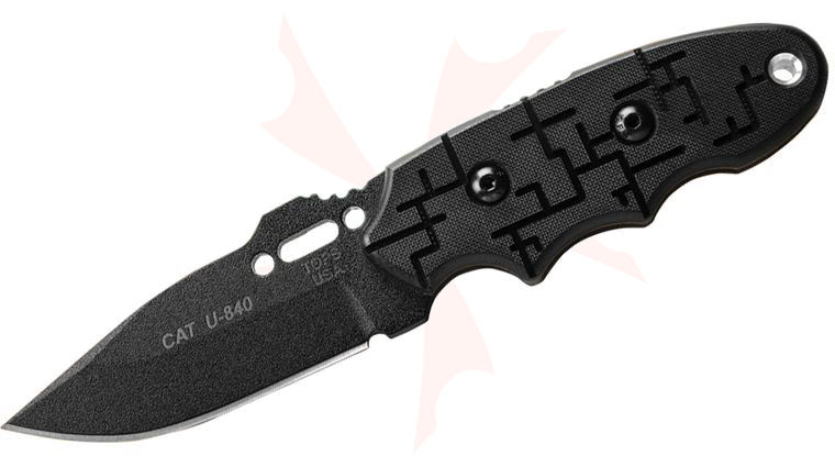 TOPS Knives CAT Covert Anti-Terrorism 3.25 inch 1095 Drop Point Blade, Cryptic Cyber G10 Handles, Kydex Sheath