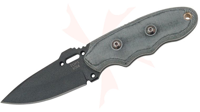 TOPS Knives CAT Covert Anti-Terrorism 3-1/4 inch 1095 Carbon Spear Point Blade, Micarta Handles, Kydex Sheath