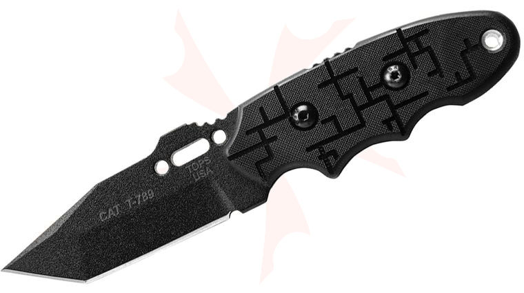 TOPS Knives CAT Covert Anti-Terrorism 3.25 inch 1095 Tanto Blade, Cryptic Cyber G10 Handles, Kydex Sheath