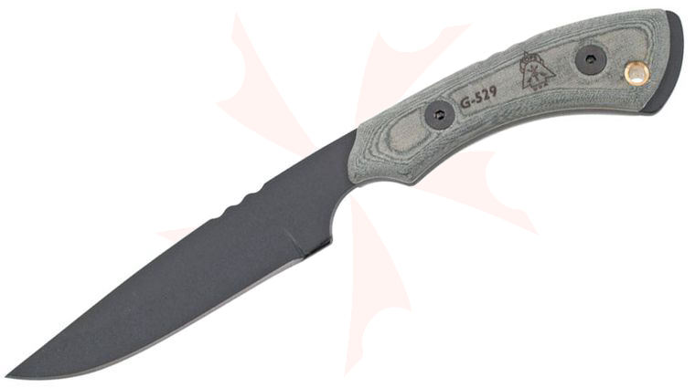 TOPS Knives Skinat Fixed 3-1/2 inch 1095 Carbon Blade, Micarta Handle, Kydex Sheath