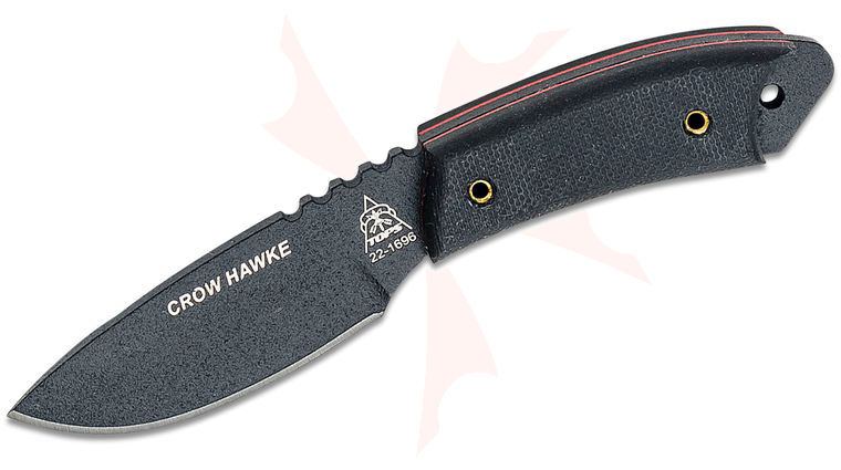 TOPS Knives Crow Hawke Neck Knife 2.63 inch 1095 Black Drop Point Blade, Black G10 Handles, Kydex Sheath