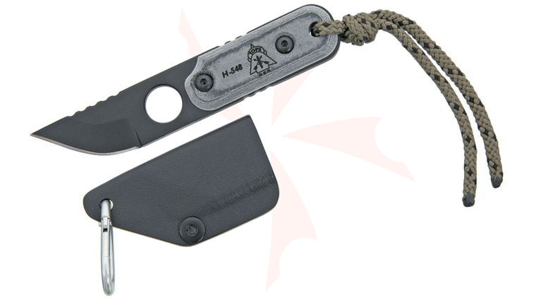 TOPS Knives ALRT XL05 Neck Knife 2-3/4 inch 1095 Carbon Steel Blade, Micarta Handle, Kydex Sheath