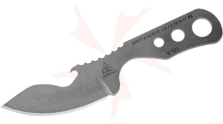 TOPS Knives Bartender Defender XL Neck Knife 4.63 inch Overall, 1095 Carbon Steel, Black Kydex Sheath