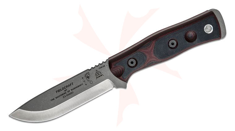 TOPS Knives BOB Brothers of Bushcraft Fieldcraft Fixed 4.75 inch 154CM Blade, Red/Black G10 Handles