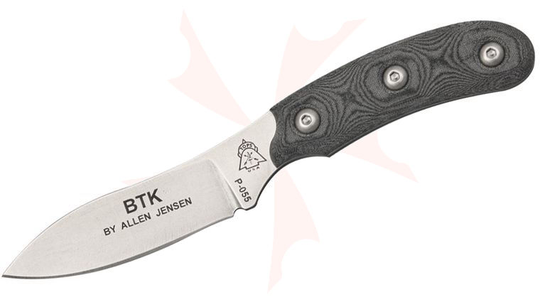 TOPS Knives BTK-02 Bird and Trout 3 inch Stonewash 440C Drop Point Blade, Micarta Handles, Leather Sheath