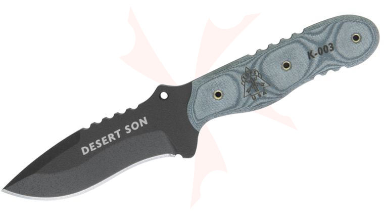 TOPS Knives DSON-01 Desert Son Fixed 3 inch Black 1095 Drop Point Blade, Micarta Handles, Kydex Sheath