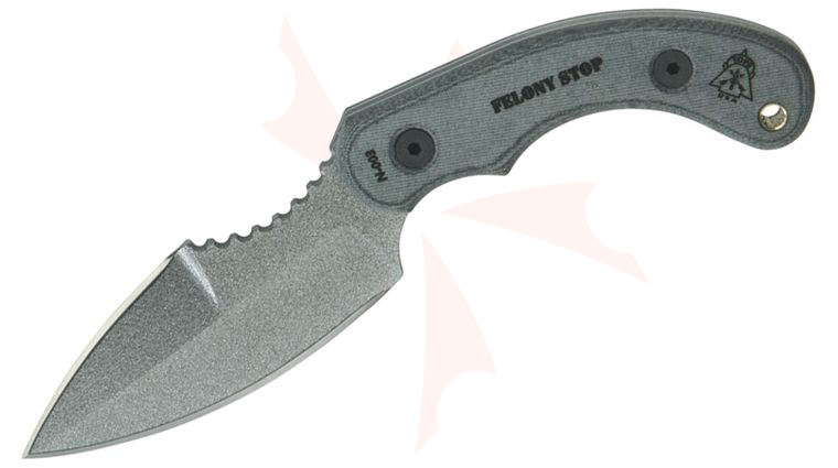TOPS Knives FELS-01 Felony Stop Fixed 3.5 inch 1095 Spear Point Blade, Micarta Handles, Kydex Sheath