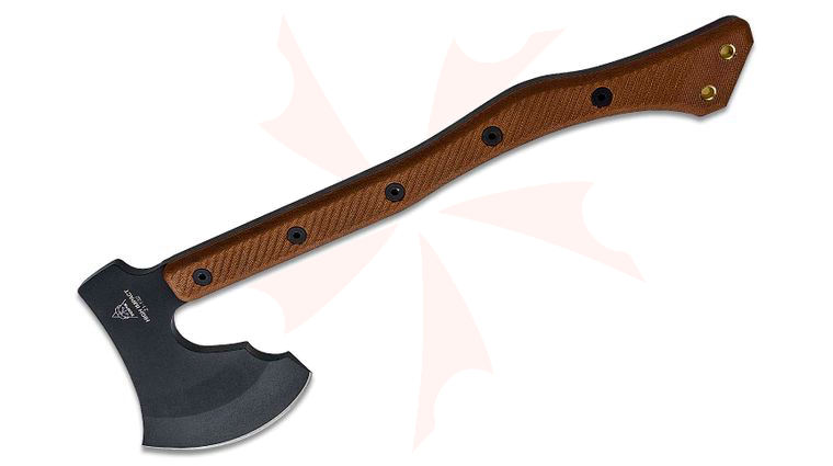 TOPS Knives High Impact Axe 20 inch Overall, Tan Canvas Micarta Handles, Brown Leather Sheath