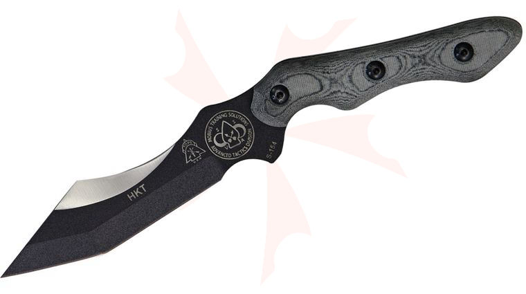 TOPS Knives HKT Hunter Killer Tracker Fixed Blade Knife 4.875 inch Black Blade, Black Micarta Handles, Kydex Sheath