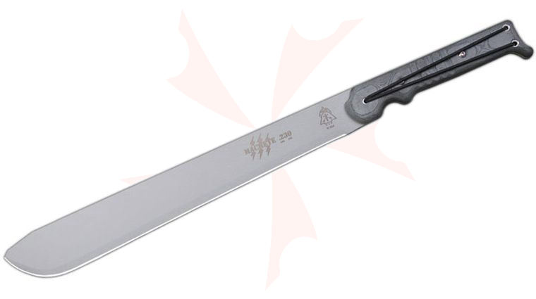 TOPS Knives Machete .230 15-3/4 inch 1095 Carbon Blade, Black Micarta Handles, Nylon Sheath