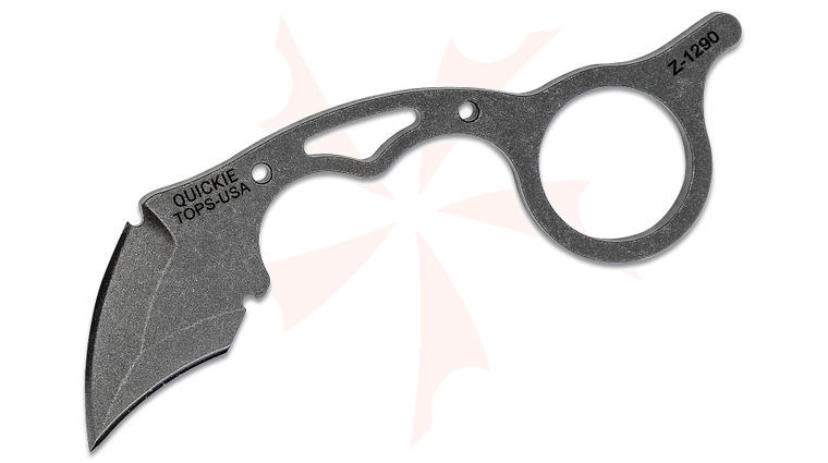 TOPS Knives Quickie 3-Finger Karambit Fixed Blade Knife 1.63 inch Stonewashed 1095 Carbon Steel, Kydex Sheath