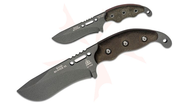 TOPS Knives Wind Runner SRE Hunting Fixed Blade Combo Set, Tungsten Cerakote Blades, Green Micarta Handles, Black Kydex Sheath
