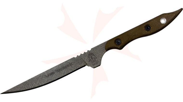 TOPS Knives Lion's Toothpick Fixed 4 inch Carbon Steel Blade, Green Canvas Micarta Handles (TOOTH-01)