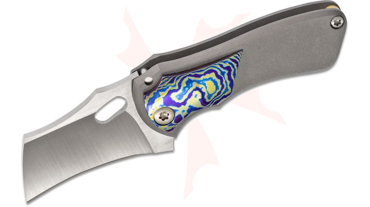 Toxic Blades Custom Eagle Eye Folding Knife 1.75 inch CPM-154 Hawkbill Blade, Milled Titanium Handles with Timascus Onlays