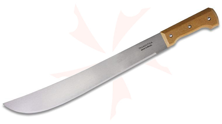 Tramontina Machete 18 inch Carbon Steel Satin Blade, Wooden Handle, No Sheath