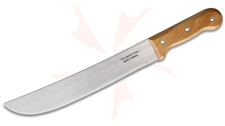 Tramontina Machete 12 inch Carbon Steel Satin Blade, Wooden Handle, No Sheath