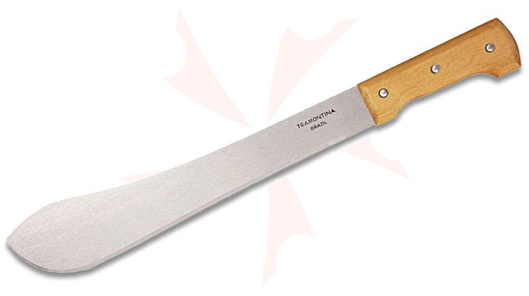 Tramontina Bolo Machete 14.5 inch Carbon Steel Satin Blade, Wooden Handle, No Sheath
