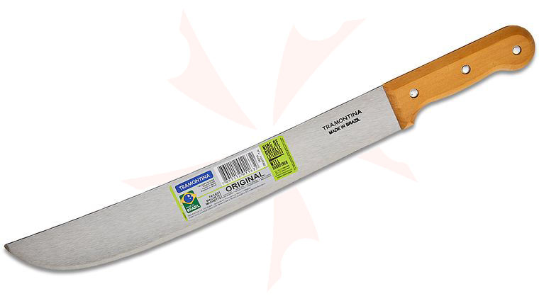 Tramontina Machete 14 inch Carbon Steel Satin Blade, Wooden Handle, No Sheath