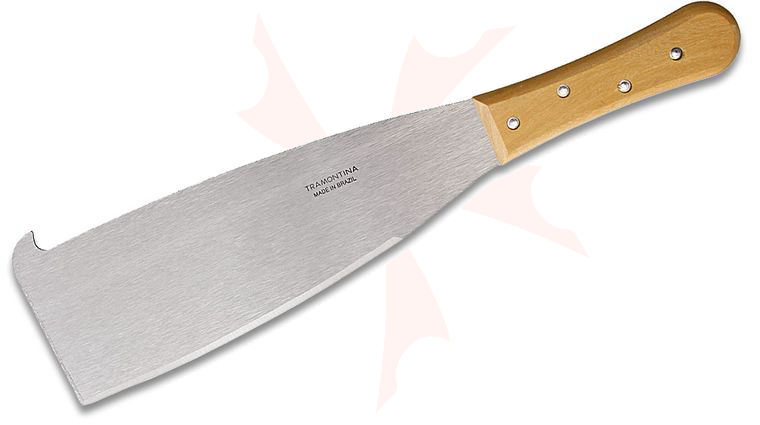 Tramontina Sugar Cane Machete 12.75 inch Carbon Steel Satin Blade, Natural Wood Handle, No Sheath