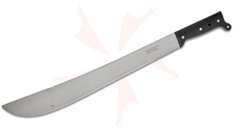 Tramontina Machete 18 inch Carbon Steel Satin Blade, Textured Black Plastic Handle, No Sheath