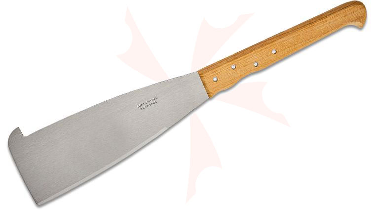Tramontina Long Handle Machete 13 inch Carbon Steel Satin Blade, Natural Wood Handle, No Sheath