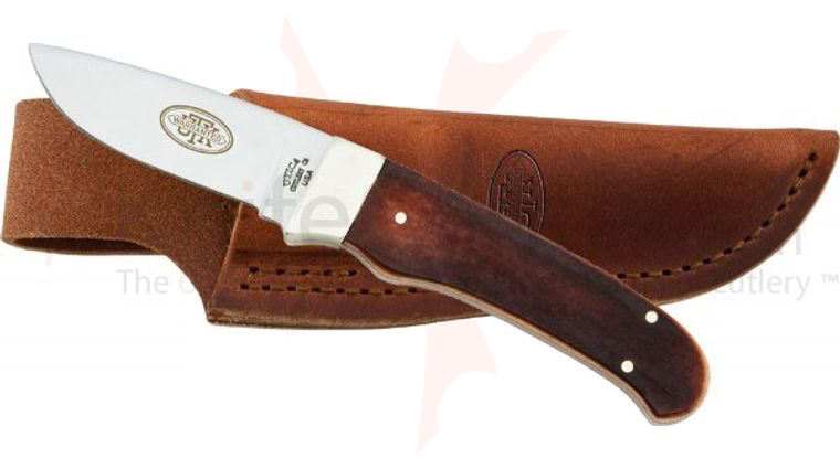 Utica Catskill Hunting Knife Fixed 2-3/4 inch 1095 Carbon Steel Blade, Brown Bone Handles