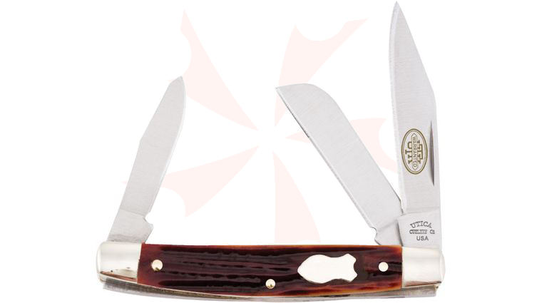 Utica Catskill Serpentine Stockman 3-1/4 inch Jigged Bone Handles