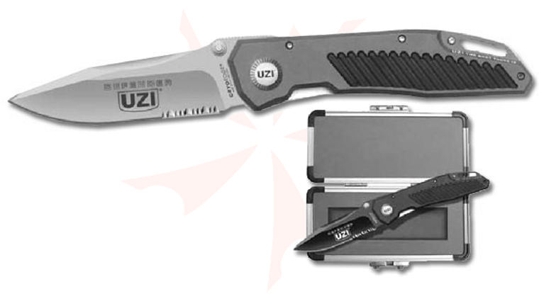 UZI Defender Plain Edge 3-1/8 inch Blade Black Aluminum Handle