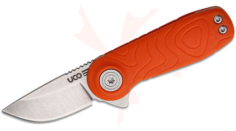 UCO Ingalls Slipjoint Folding Knife 2.6 inch D2 Stonewashed Drop Point Blade, Tiger Orange GRN Handles