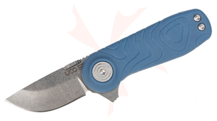 UCO Tinkham 2.0 Folding Knife 1.5 inch D2 Stonewashed Drop Point Blade with Thum Disc, Ocean Blue GRN Handles