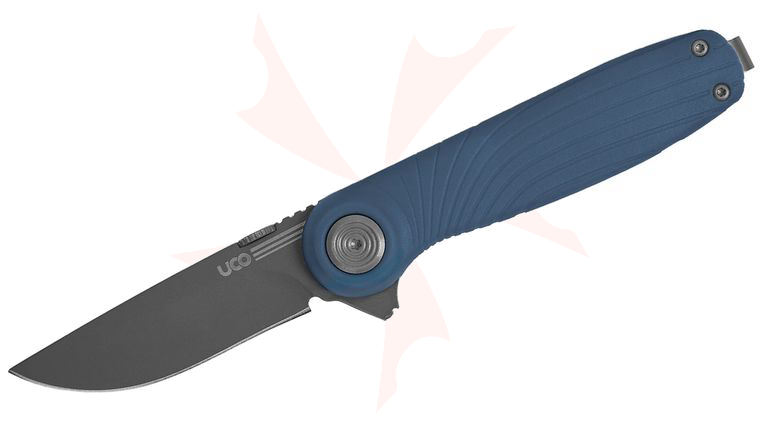 UCO Whidbey Mini Pushfold Flipper Knife 2.5 inch D2 Gray TiNi Drop Point Blade, Ocean Blue GRN Handles