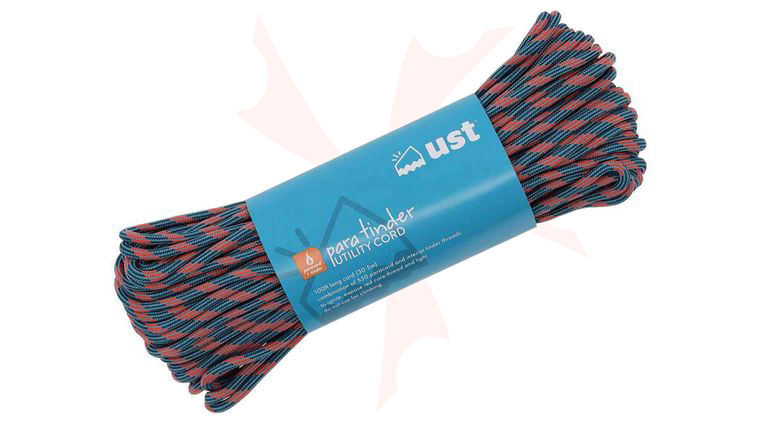 UST Ultimate Survival ParaTinder 550 Paracord with Tinder Cord, Blue/Orange, 100 Feet