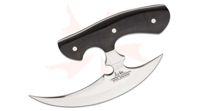 United Cutlery Gil Hibben Thor's Sickle Ulu Fixed Blade Knife 6.875 inch Mirror Polished Blade, Black Pakkawood Handles, Black Leather Sheath