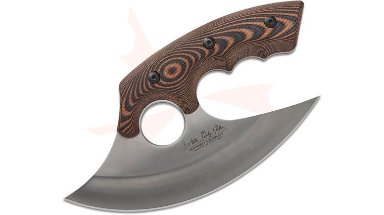 United Cutlery Gil Hibben Legacy Tundra Ulu Knife 6.25 inch Mirror Polished Blade, Black Pakkawood Handles, Black Leather Sheath