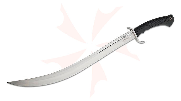 United Cutlery Honshu Boshin Saber Sword 21 inch Satin Saber Blade, Black TPR Handle, Reinforced Leather Belt Sheath