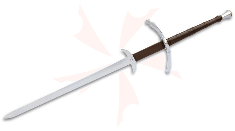 United Cutlery Honshu Historical Great Sword 33 inch 1080 Satin Blade, Leather Wrapped Wooden Handle
