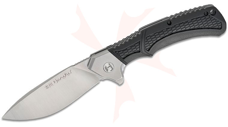 United Cutlery Honshu Bushido Edge Flipper Knife 3.75 inch Satin Drop Point Blade, Black Injection Molded Nylon Handles