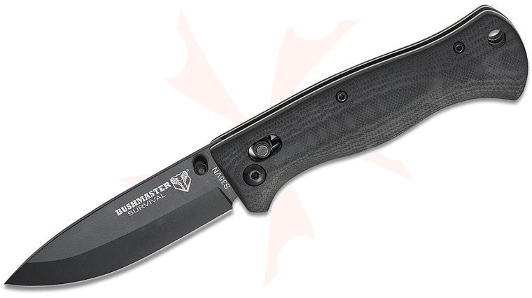 United Cutlery Bushmaster Explorer Crossbar Lock Folding Knife 3.38 inch S35VN Black Drop Point Blade, Black G10 Handles