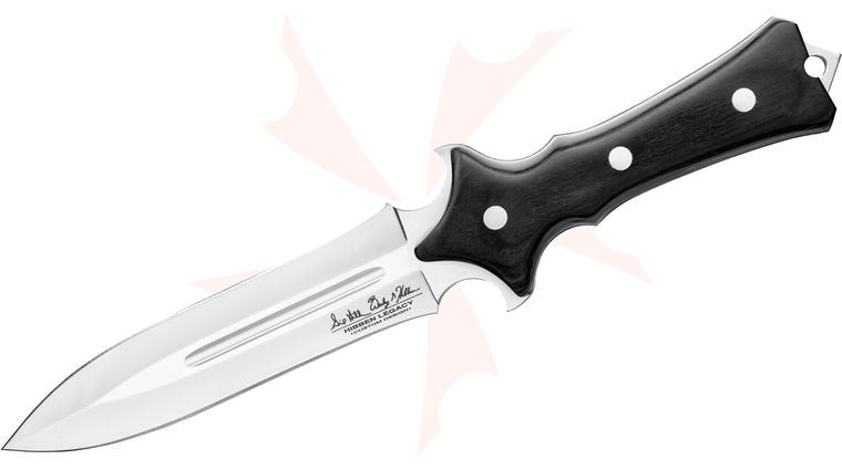 United Cutlery Gil Hibben Legacy Boot Knife Fixed 6.125 inch Double Edge Blade, Black Pakkawood Handles, Black Leather Sheath