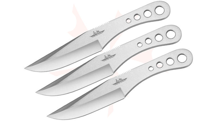 United Gil Hibben Original Large 3 Piece Throwing Knife Set, 8.5 inch Overall, Leather Sheath