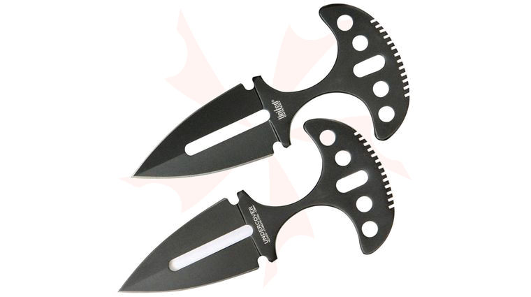 United Cutlery Black Undercover Twin Push Daggers 3.75 inch Overall, Black Molded Sheath