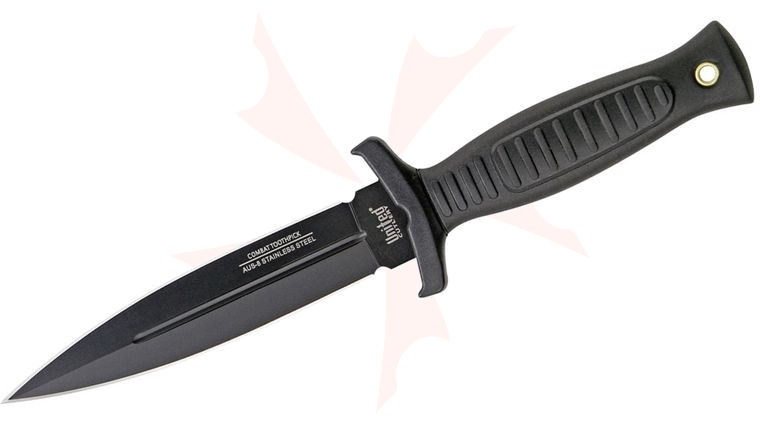 United Cutlery Combat Commander Boot Knife 5 inch Black Double Edge Blade, Zytel Handle, Shoulder Harness